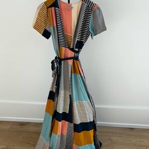 Colorful Striped Wrap Dress